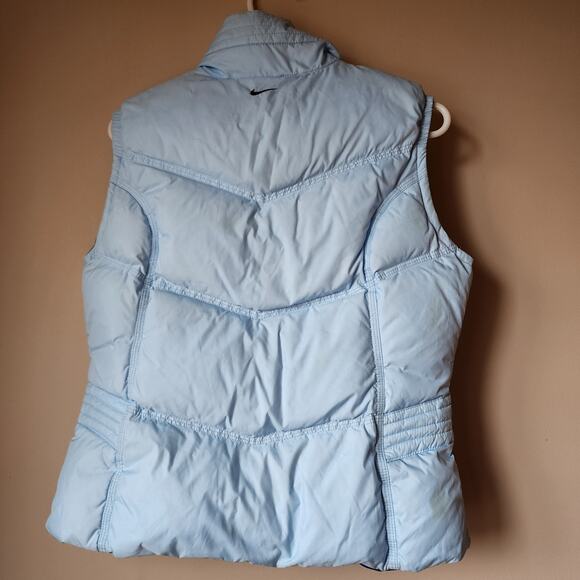 Nike Down Puffer Reversible Winter Vest Womens Size Medium Dark Light Blue - Picture 4 of 16
